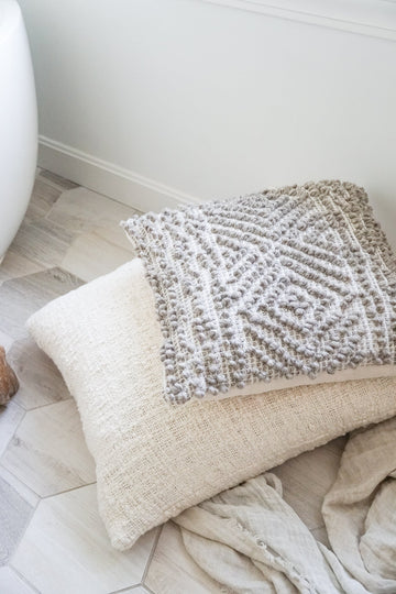 Cozy Cotton White Boucle Euro Pillow 26x26