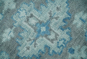 Antique Turkish  Gray and Blue Hand Knotted 8x10 Wool Area Rug