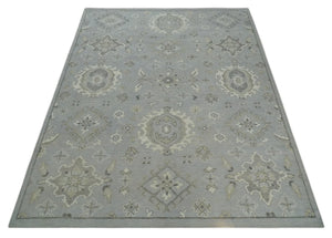 Antique Style Silver And Beige Modern Oushak wool Area Rug