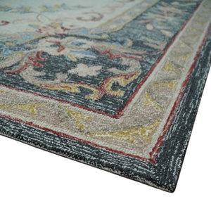 Antique Style Beige and Charcoal Aubusson design Hand Tufted 8x10 wool Area Rug