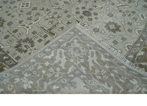Antique Style Traditional Silver and Olive Oriental Oushak 8x10 wool Area Rug