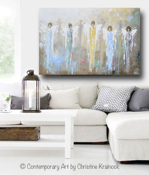 GICLEE PRINT Art Abstract Guardian Angels Painting Angel Wall Art~ Joyful Heart Foundation Charity
