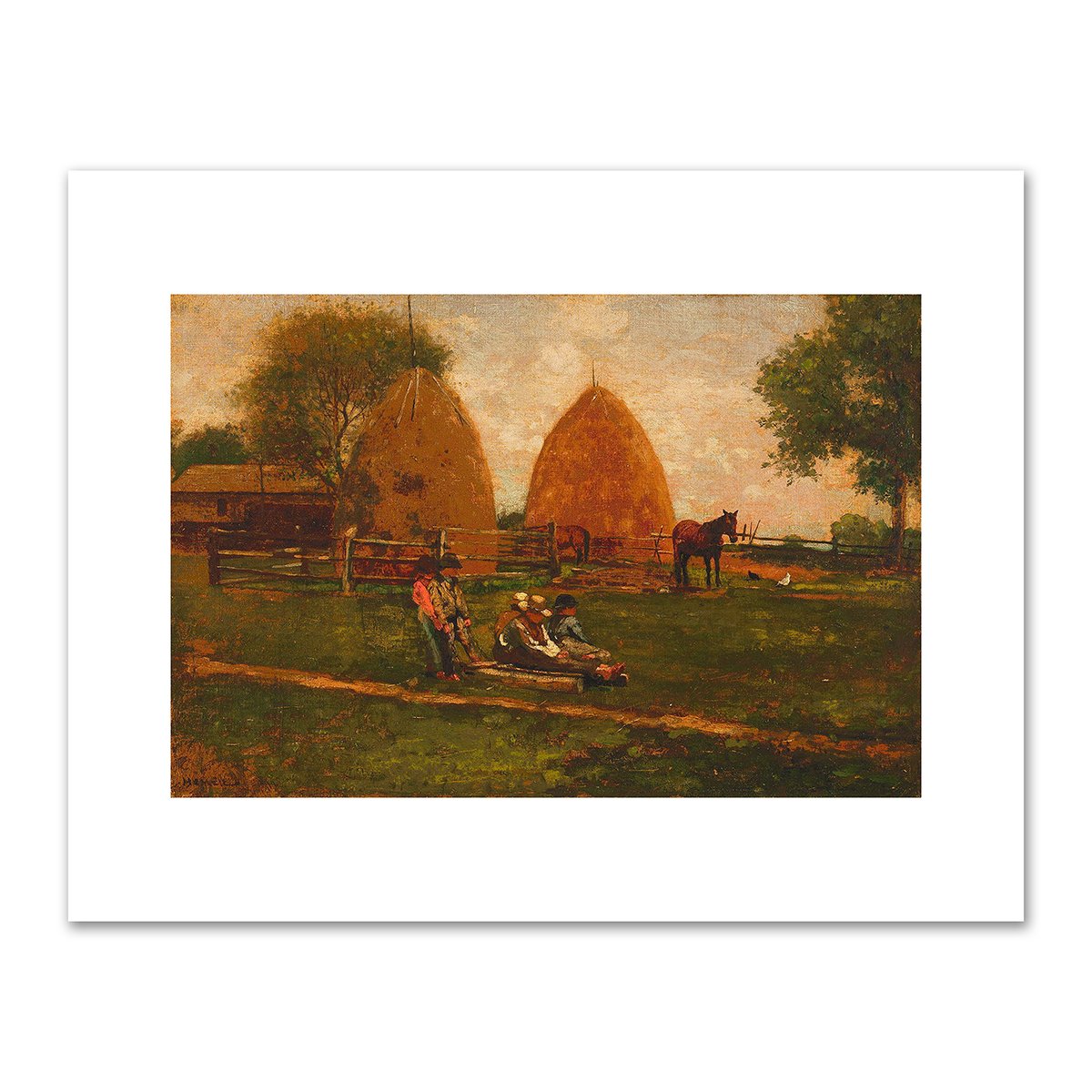 Haystacks and Children by Winslow Homer