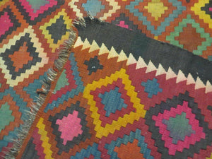 7' X10' Antique Afghan Kilim Handmade Flat Weave Wool Rug Vegy Organic Colorful
