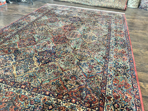 Karastan Rug Multicolor Panel Kirman #717, 8.8 x 12 Karastan Carpet, Vintage Multipanel Kirman, Original 700 Series, Wool, Vintage
