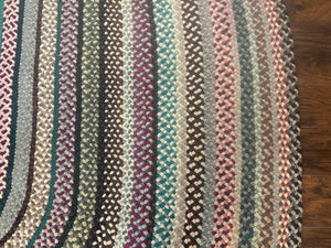 Large Oval American Braided Rug 10x12, Multicolor Vintage Braided Carpet