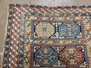 Antique Caucasian Rug 3x5, Shirvan Kazak Tribal Carpet