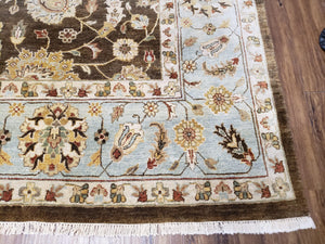 9x12 Vintage Handmade Wool Rug Carpet Indo Mahal Oushak Nice Brown Blue