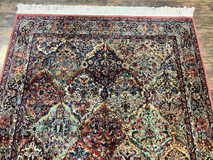 Karastan Multicolor Panel Kirman Rug #717, Wool Karastan Rug 5.9 x 9, Vintage Multipanel Kirman, Original Karastan Collection 700 Series