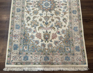 Indo Persian Rug 3x5, Wool, Vintage, Floral Medallion, Light Colors