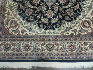 4' X 7' Vintage Handmade India Wool Silk Accent Rug Hand Knotted Black Organic