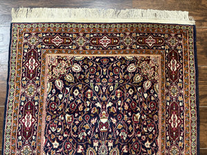 Indo Kashmiri Rug 3x5, Navy Blue, Very Fine 400 KPSI, Pair A