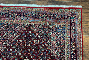 Indo Persian Bidjar Rug 6x9, Vintage Wool Handmade Carpet