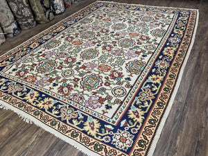 Antique Turkish Kilim Rug 7x10 Allover Pattern, Ivory Cream Maroon Light Blue, Wool Flatweave Hand Woven, Large Kilim, Vintage Kilim Carpet