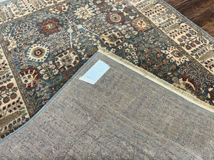 Belgium Power-Loomed Rug 5.6 x 7.6, Green and Cream Rug, Vintage Wool Area Rug, Oriental Carpet, Medium Sized Rug