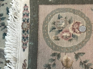 Pak Persian Rug 9x12, Wool with Silk Highlights, European Design, Floral, Green