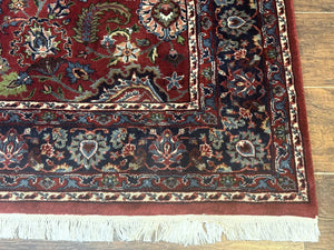 Indo Persian Rug 5x7, Vintage Traditional Floral Carpet, Burgundy and Navy Blue