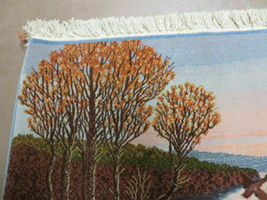 2' X 3' Vintage Handmade Pakistan Pictorial Rug Carpet Scenery Bird Tree Wow