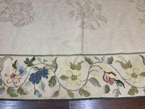Spanish Needlepoint Rug 9x14, Floral, European Design, Handmade, Vintage Needlepoint Carpet, Room Sized Wool Rug