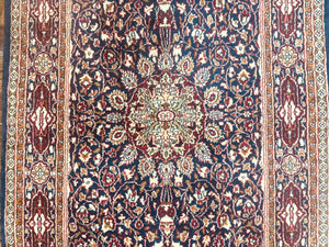Indo Kashmiri Rug 3x5, Navy Blue, Very Fine 400 KPSI, Pair B