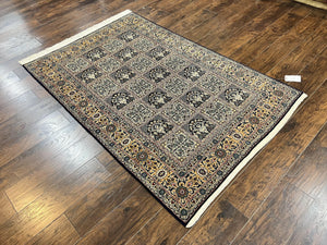 Persian Qum Rug 5x7, Panel Design Oriental Carpet, Multicolor, Hand Knotted Wool Vintage Traditional Rug, Medium Size 5 x 7 ft, Fine Rug