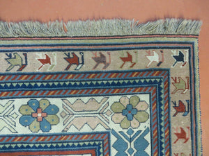 5' X 7' Vintage Handmade Turkish Wool Rug Carpet Melas Animal Human Motifs Colorful Bohemian Boho Style Home Décor