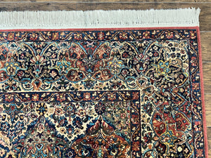 Karastan Multicolor Panel Kirman Rug #717, Wool Karastan Rug 8.8 x 10.6, Vintage Multipanel Kirman, Original Karastan Collection 700 Series