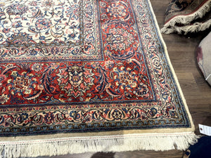 Ivory Persian Sarouk Rug 13x20, Palace Size Carpet, 225 KPSI, Traditional Wool Handmade Vintage Extra Large Rug 13 x 20 ft, Allover Pattern,