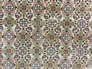 Turkish Kayseri Silk Rug 4x6, Hand Knotted Handmade Vintage Allover Pattern, Fine Silk Oriental Carpet 4 x 6 ft, Traditional Rug, Cream