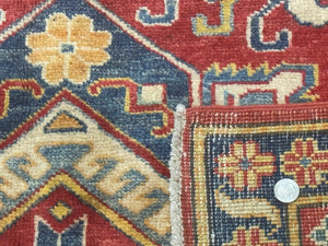 Turkish Kazak Rug 7.6 x 9.5, Geometric Medallions, Caucasian Pattern