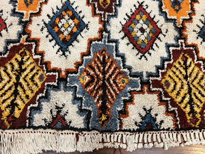 Moroccan Rug 5.9 x 7.6, Colorful Geometric Panel, Soft Wool, Handmade, Multicolor, Vintage Moroccan Carpet, Berber Rug, Rabat Rug