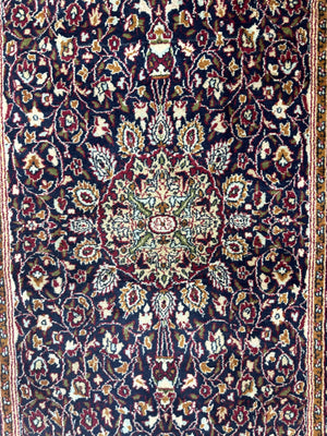 Indo Kashmiri Rug 3x5, Navy Blue, Very Fine 400 KPSI, Pair A