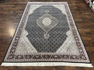 Sino Persian Rug 6x9, Herati Pattern, Vintage Handmade Hand Knotted Wool Oriental Carpet, Fine 6 x 9 Rug, Traditional Rug, Dark Blue Rug