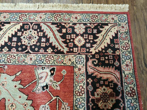 10' X 14' Vintage Hand Made Turkish Wool Rug Carpet Red Black Hand Knotted Nice