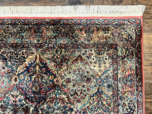 Karastan Rug 5.9 x 9, Multicolor Panel Kirman Rug #717, Wool Original Karastan Collection 700 Series, Vintage Karastan Area Rug