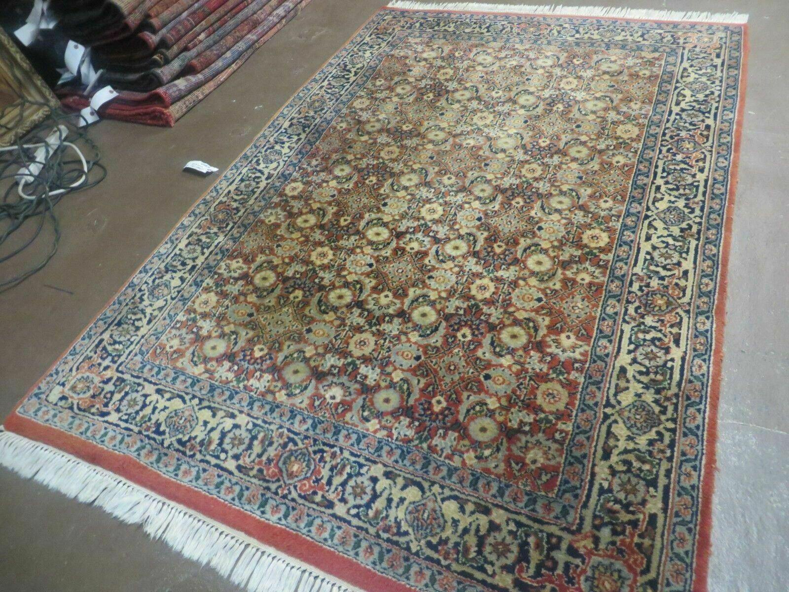 4' X 6' vintage Handmade India Amritsar Floral Oriental Wool Rug Organic Nice