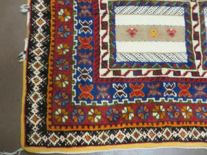7x11 Moroccan Rug, Vintage Moroccan Carpet, Tribal Rug 7 x 11, Geometric Rug, Diamond Panels, Multicolor, Hand Knotted Wool Rug, Unique Rug