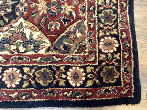 Panel Design Wool Rug 5x8 Multicolor Hand Tufted Vintage Carpet