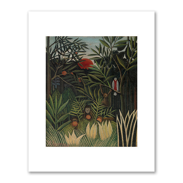 Monkeys and Parrot in the Virgin Forest (Singes et perroquet dans la forêt vierge) by Henri Rousseau