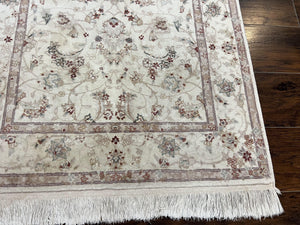 Sino Persian Rug 3x5, Wool with Silk Highlights, Ivory Floral Traditional Wool Area Rug, Fine Oriental Carpet, Vintage 3 x 5 Handmade Rug