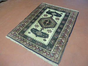 3' X 4' Vintage Handmade Turkish Geometric Oriental Wool Rug Nice