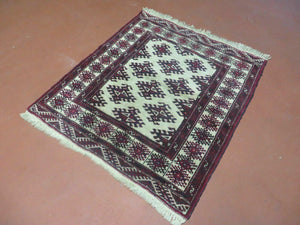 3' X 3' Vintage Handmade Turkoman Bokhara Yamud Wool Rug Nice