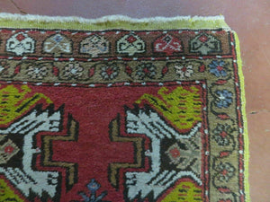 20" X 38" Antique Handmade Turkish Oushak Oshak Yastik Wool Rug Mat Turkey Nice