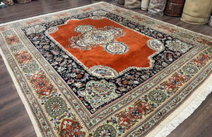 Persian Rug 11x13, Semi Open Field, Soft Wool Pile, Vintage Persian Carpet, Persian Tabriz Tabatabai