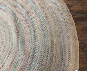Large American Round Braided Rug 10x10, Multicolor, Vintage, Mid Century, Hand Braided