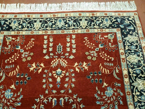 4' X 6' Vintage Handmade Pakistani Rug Highly Detailed Red