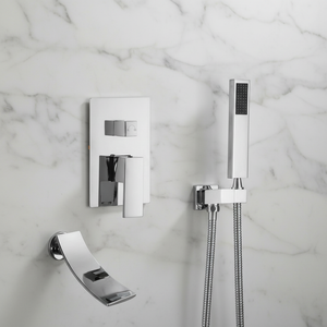 Waterfall Wall-mount Bath Tub Filler Faucet with Handheld Shower Oil Rubbered bronze or Matte Black or Chrome Or Brushed Nickel