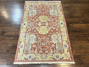 Turkish Flatweave Kilim Rug 4x6, Geometric Wool Handmade Carpet, Vintage