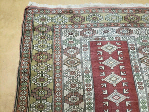 4' X 8' Antique Handmade Turkish Melas Oushak Wool Rug