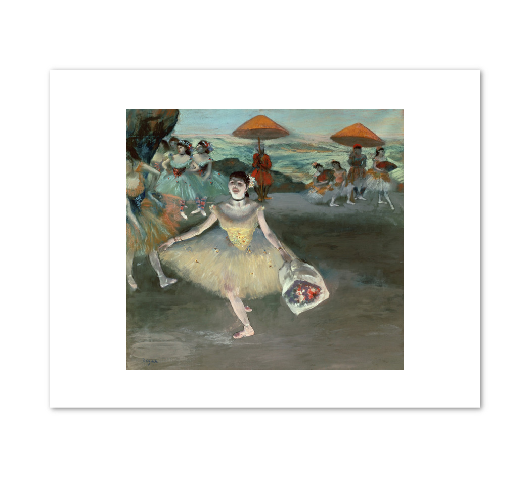 Dancer with a Bouquet Curtseying on Stage by Edgar Degas